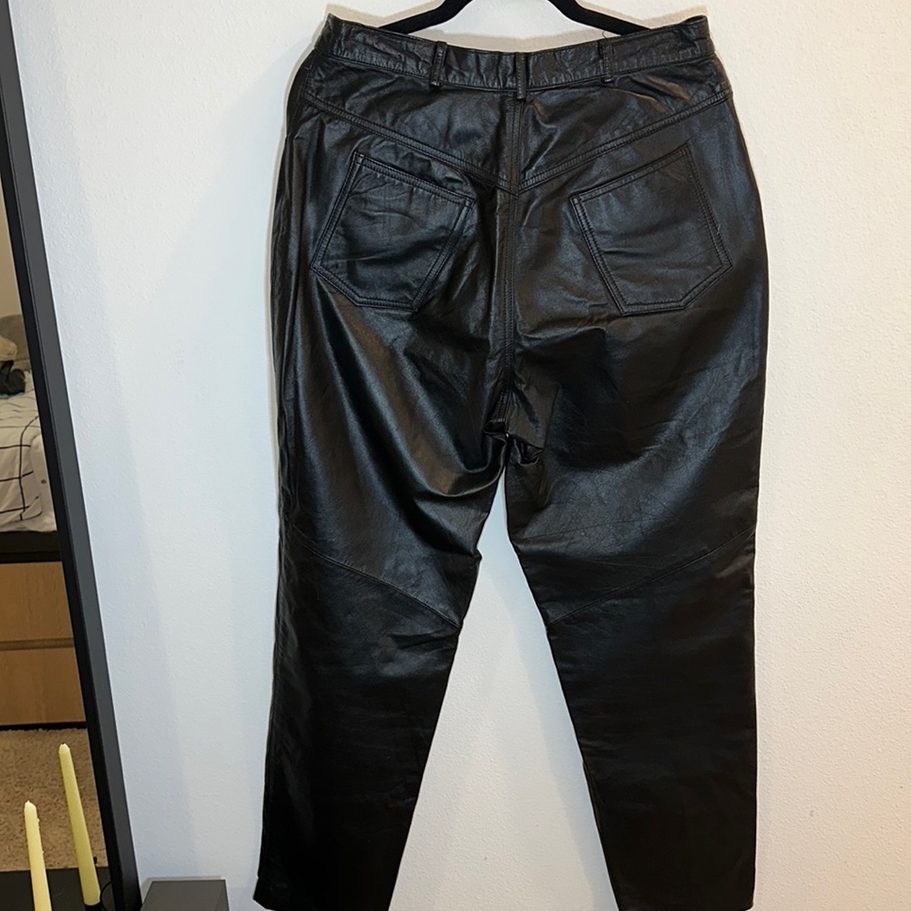 Genuine Leather High Rise Pants - Picture 3 of 4